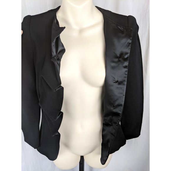 ARMANI Collezioni blazer jacket black ruffles 4 - Picture 4 of 6